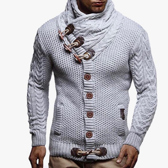 Leif Nelson Knitted Turtleneck Jacket - Winter Cardigan Sweaters Size M - Picture 4 of 14